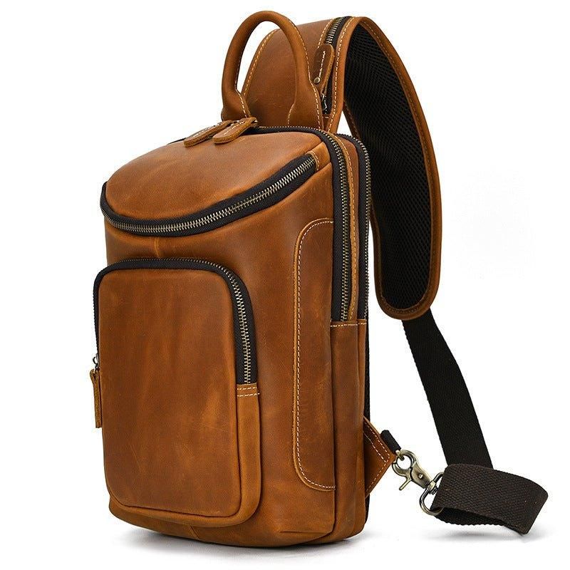 Cross Body Sling Bag Z Hovězí Kůže Pro Muže