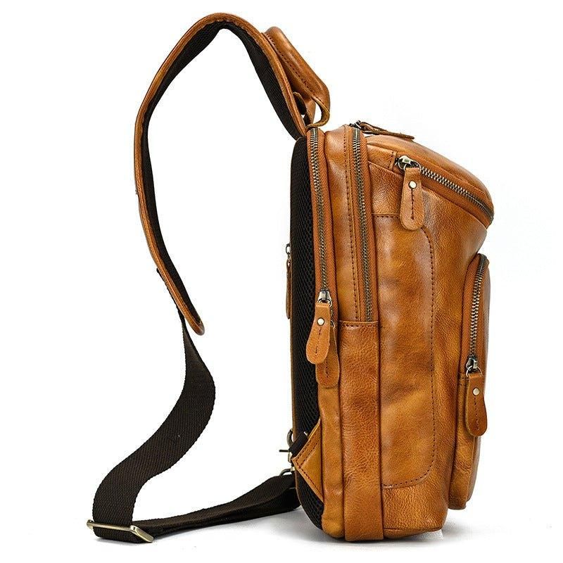 Cross Body Sling Bag Z Hovězí Kůže Pro Muže