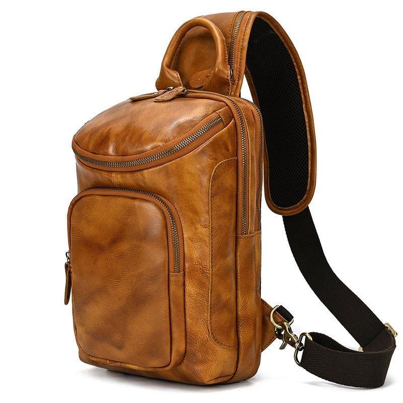 Cross Body Sling Bag Z Hovězí Kůže Pro Muže