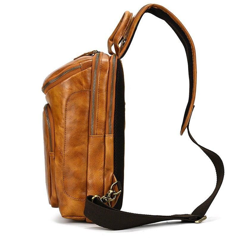 Cross Body Sling Bag Z Hovězí Kůže Pro Muže