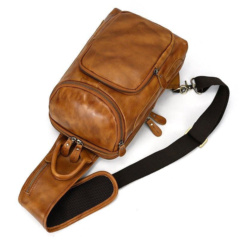 Cross Body Sling Bag Z Hovězí Kůže Pro Muže