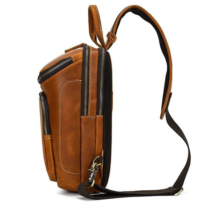 Cross Body Sling Bag Z Hovězí Kůže Pro Muže