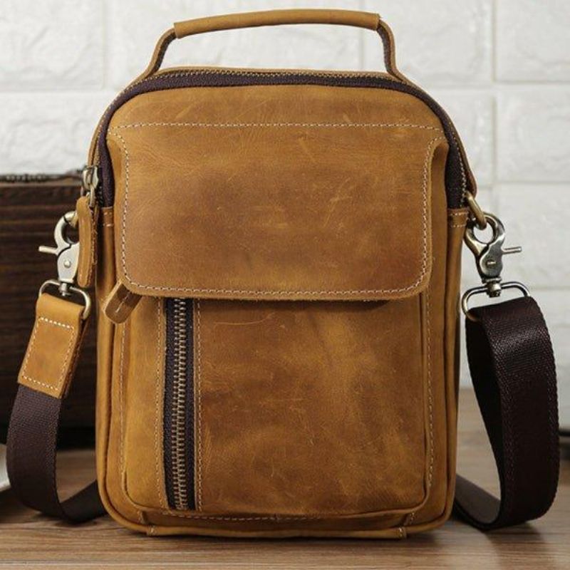 Crossbody Messenger Bag Pánská Kožená Malá