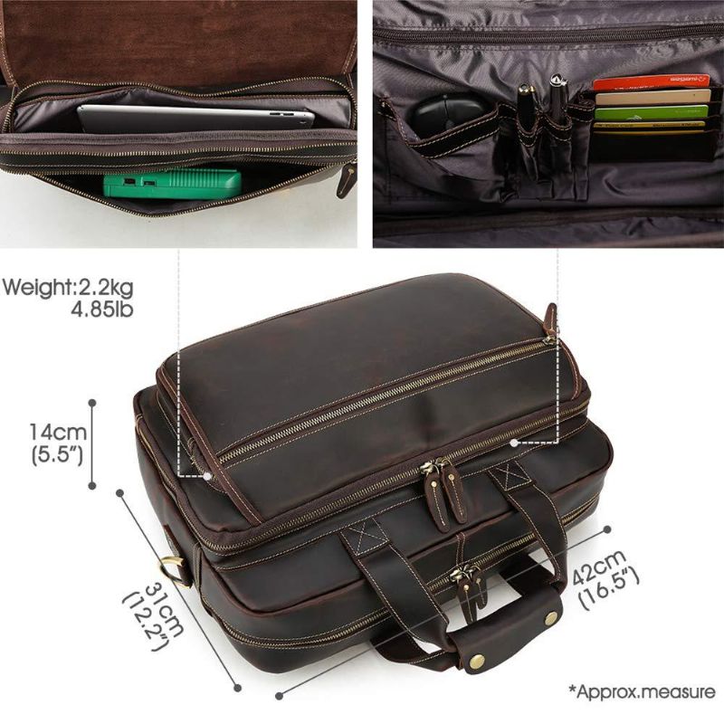 Kožená Brašna Attache Case Fit Na 17palcový Notebook