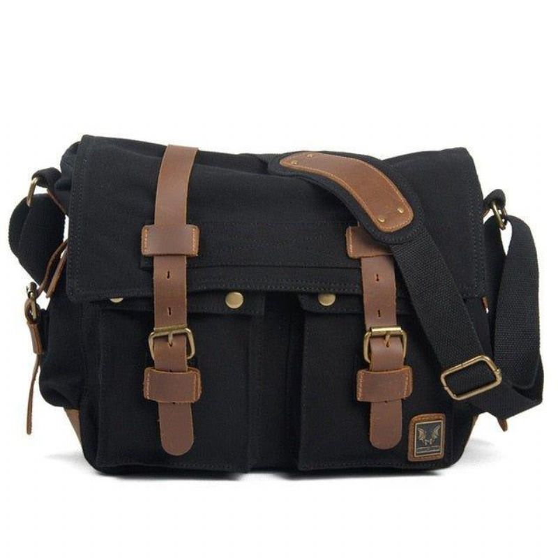 Kožená Plátěná Taška Na Fotoaparát Vintage Messenger Bag