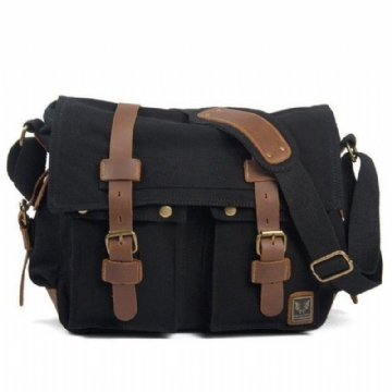 Kožená Plátěná Taška Na Fotoaparát Vintage Messenger Bag