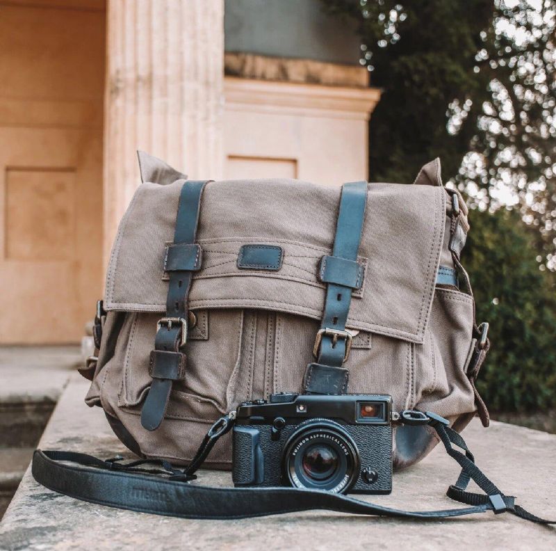 Kožená Plátěná Taška Na Fotoaparát Vintage Messenger Bag