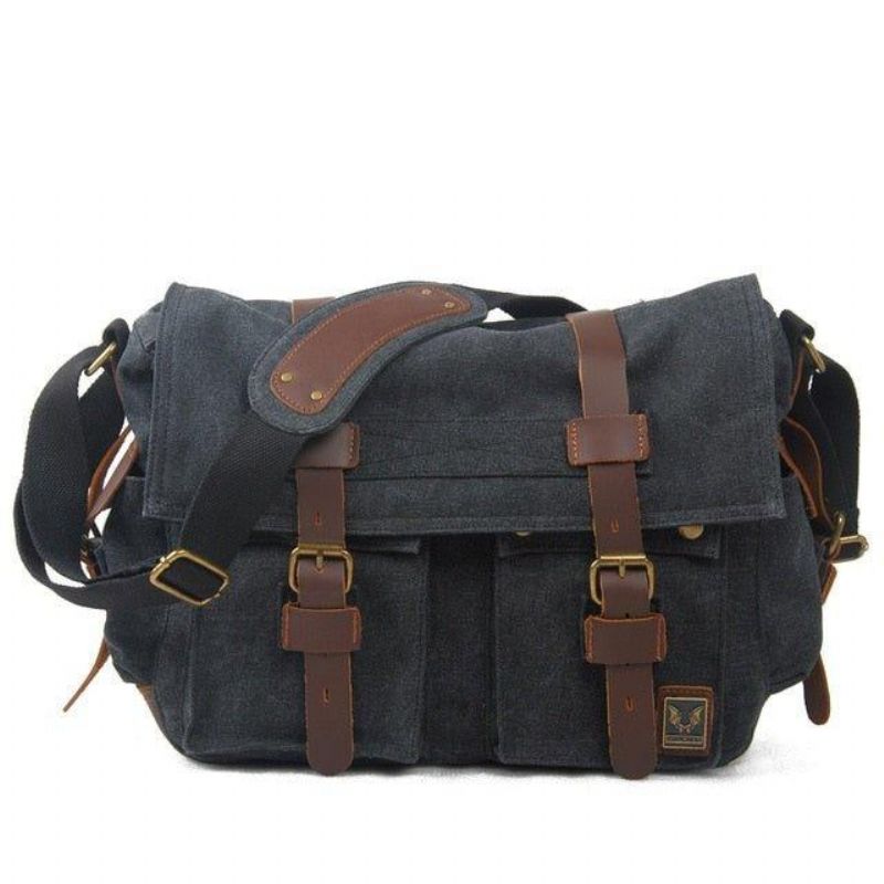 Kožená Plátěná Taška Na Fotoaparát Vintage Messenger Bag