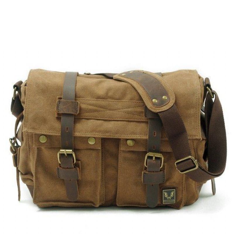 Kožená Plátěná Taška Na Fotoaparát Vintage Messenger Bag