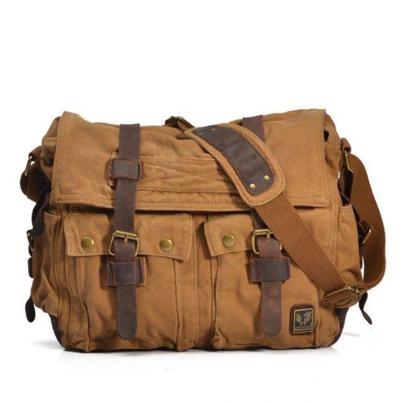 Kožená Plátěná Taška Na Fotoaparát Vintage Messenger Bag