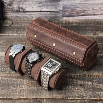 Kožené Pouzdro Na 3 Hodinky Hexagon Watch Roll Case