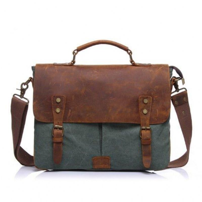 Messenger Bag Satchel Vintage Plátěná Kůže