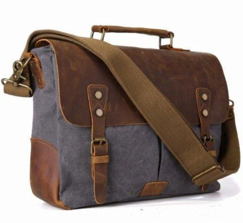 Messenger Bag Satchel Vintage Plátěná Kůže