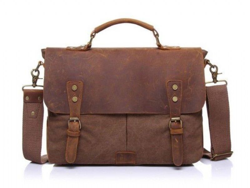 Messenger Bag Satchel Vintage Plátěná Kůže