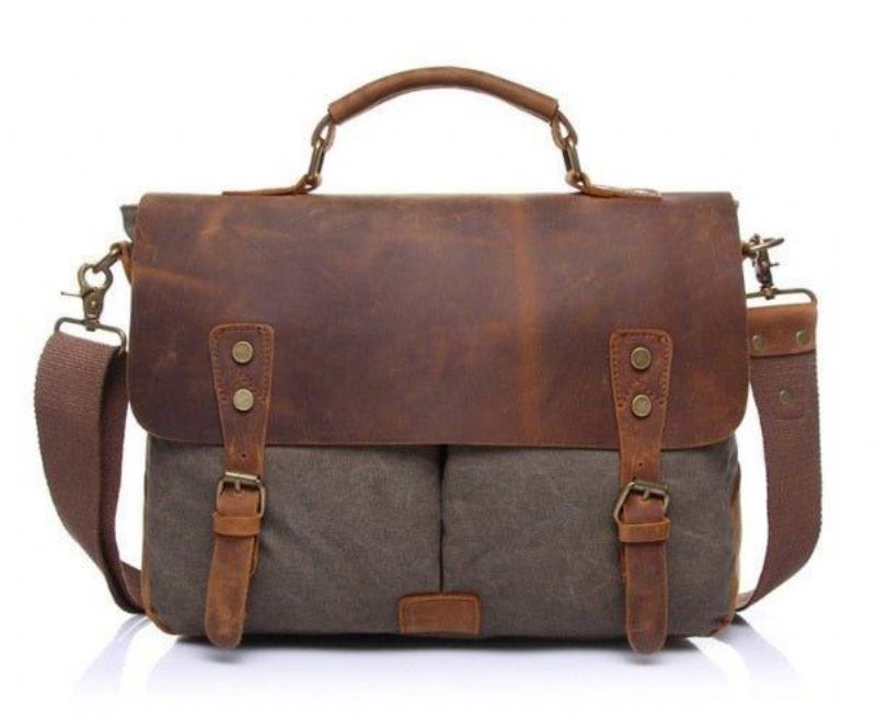 Messenger Bag Satchel Vintage Plátěná Kůže