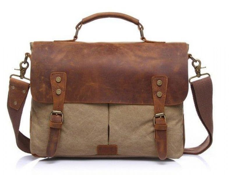 Messenger Bag Satchel Vintage Plátěná Kůže