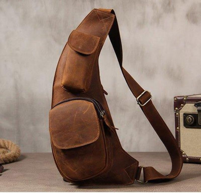 Pánská Kabelka Crossbody Sling Bag Crazy Horse Leather