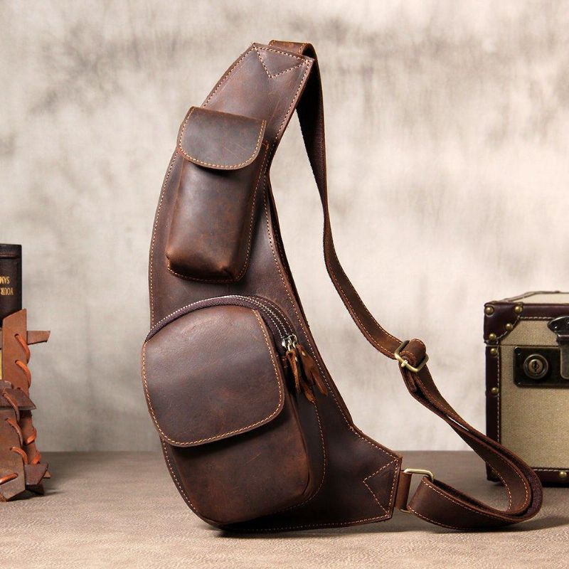 Pánská Kabelka Crossbody Sling Bag Crazy Horse Leather