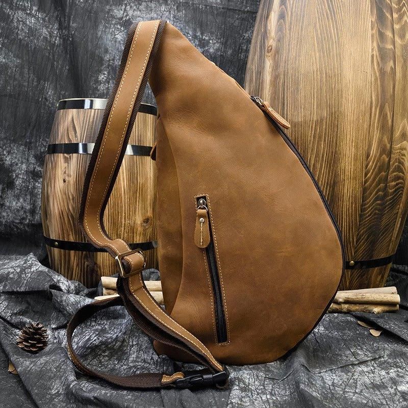 Pánská Kožená Kabelka Crossbody Sling Vintage