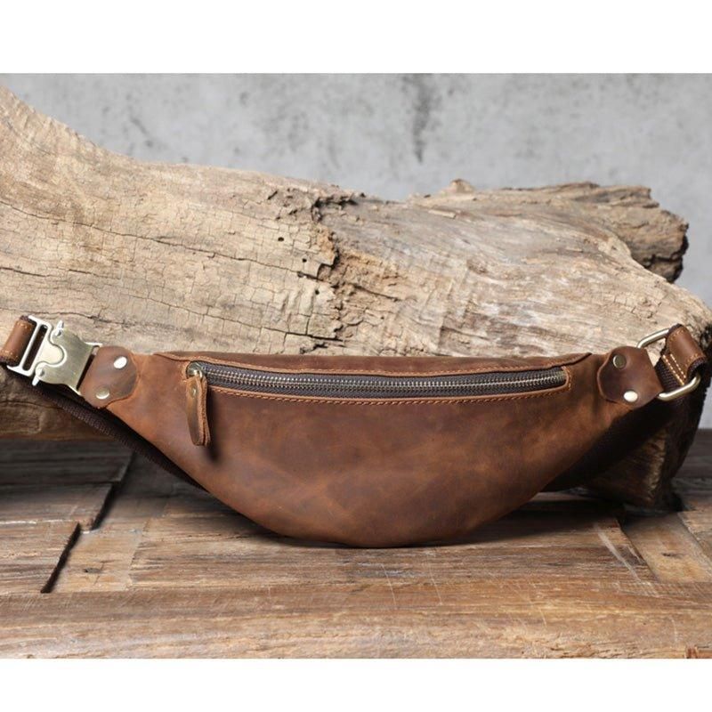 Pánská Taška Z Hovězí Kůže Simple Sling Bag