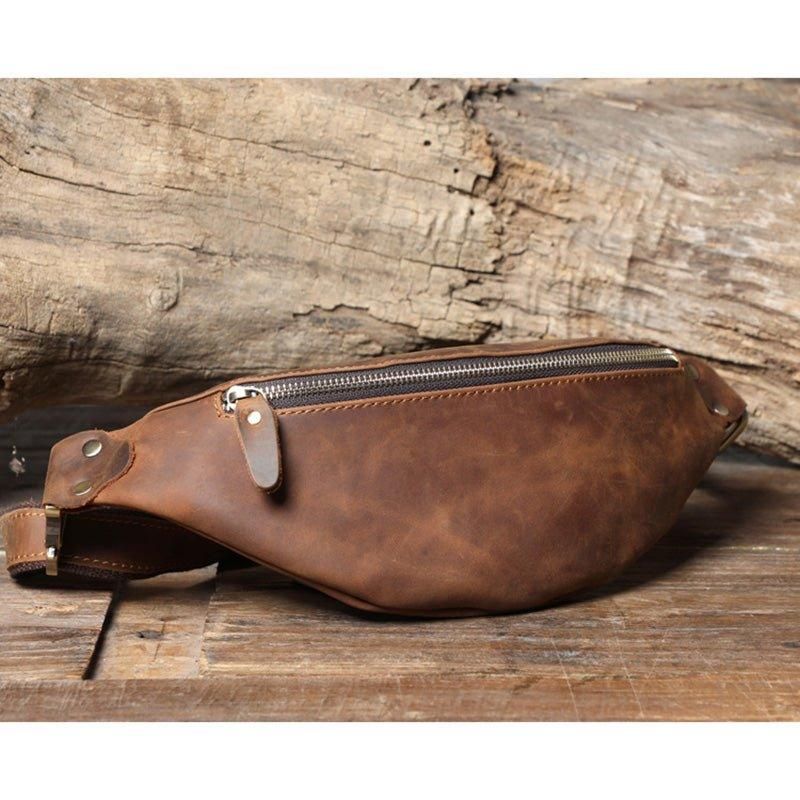 Pánská Taška Z Hovězí Kůže Simple Sling Bag