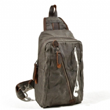 Pánská Voskovaná Plátěná Crossbody Kabelka Sling Backpack