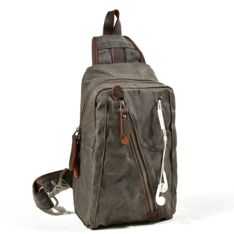 Pánská Voskovaná Plátěná Crossbody Kabelka Sling Backpack