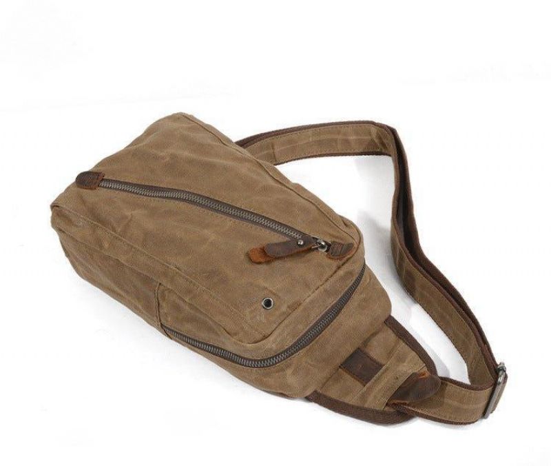 Pánská Voskovaná Plátěná Crossbody Kabelka Sling Backpack