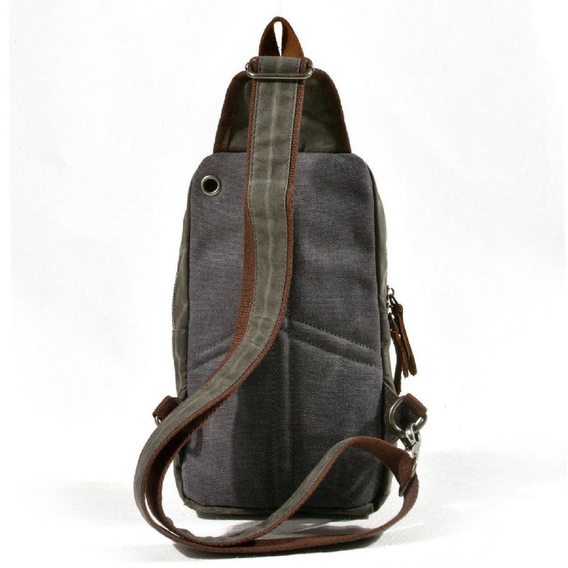 Pánská Voskovaná Plátěná Crossbody Kabelka Sling Backpack