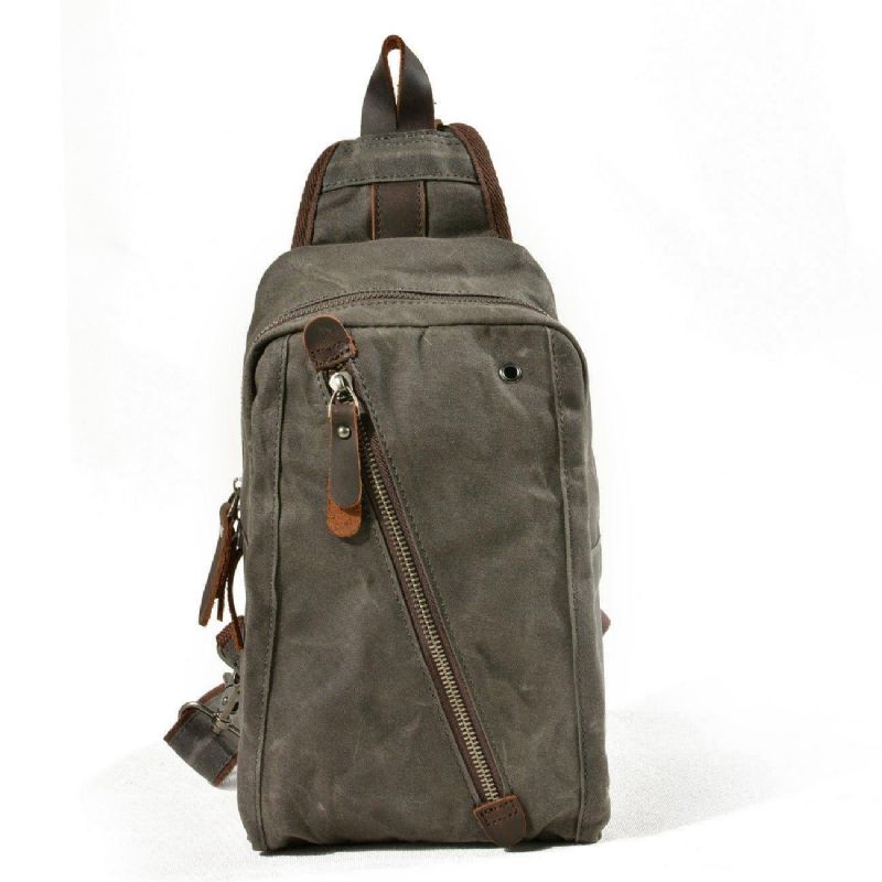 Pánská Voskovaná Plátěná Crossbody Kabelka Sling Backpack