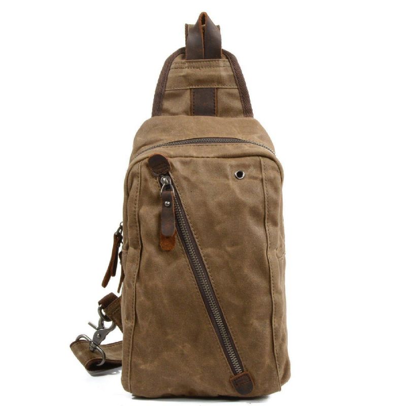 Pánská Voskovaná Plátěná Crossbody Kabelka Sling Backpack