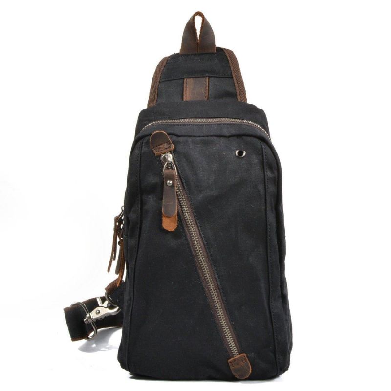 Pánská Voskovaná Plátěná Crossbody Kabelka Sling Backpack