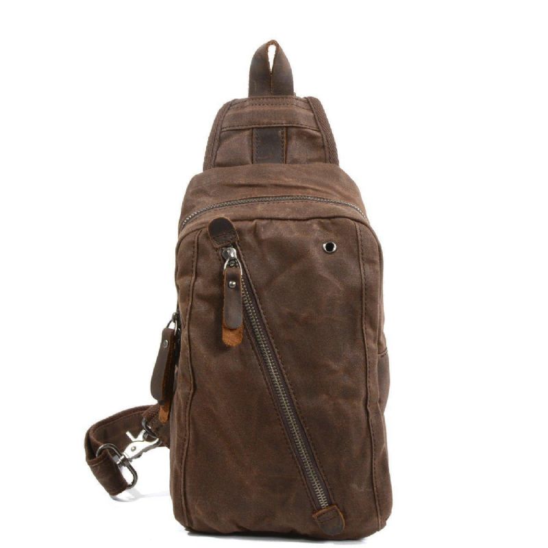 Pánská Voskovaná Plátěná Crossbody Kabelka Sling Backpack