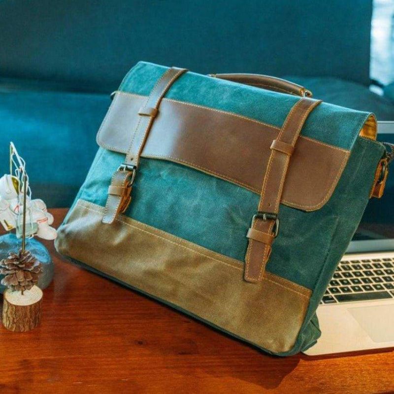 Pánská Voskovaná Plátěná Taška Na Laptop Messenger