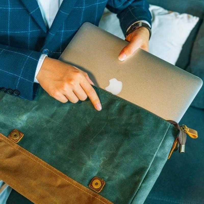 Pánská Voskovaná Plátěná Taška Na Laptop Messenger