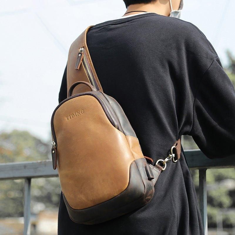 Pánský Crossbody Kožený Batoh