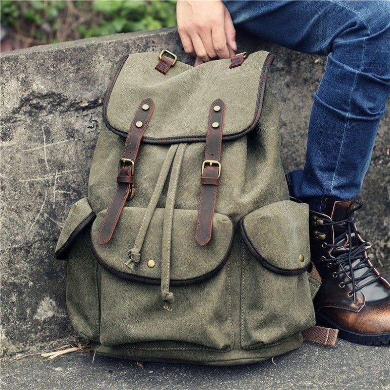 Pánský Ležérní Plátěný Batoh Vintage Camping Daypack