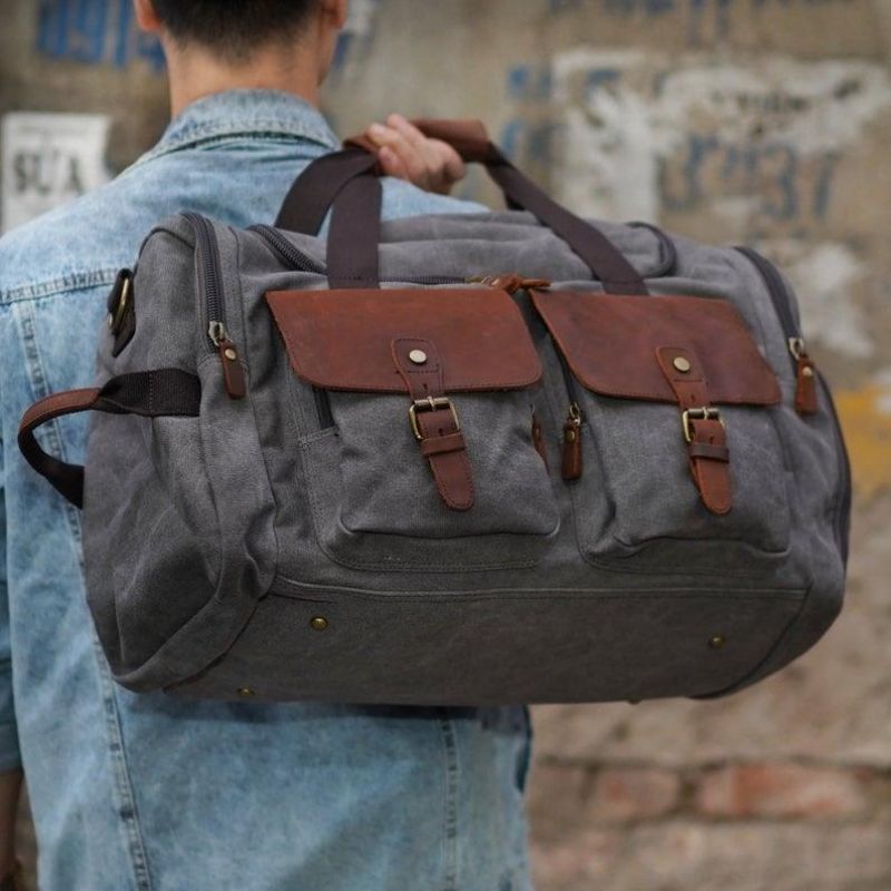 Plátěná Taška Duffle Bag Oversized Tašky Z Pravé Kůže