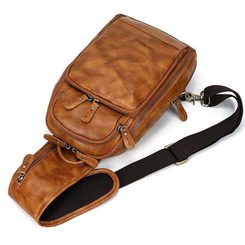 Taška Z Hovězí Kůže Cross Body Sling Bag S Usb Portem