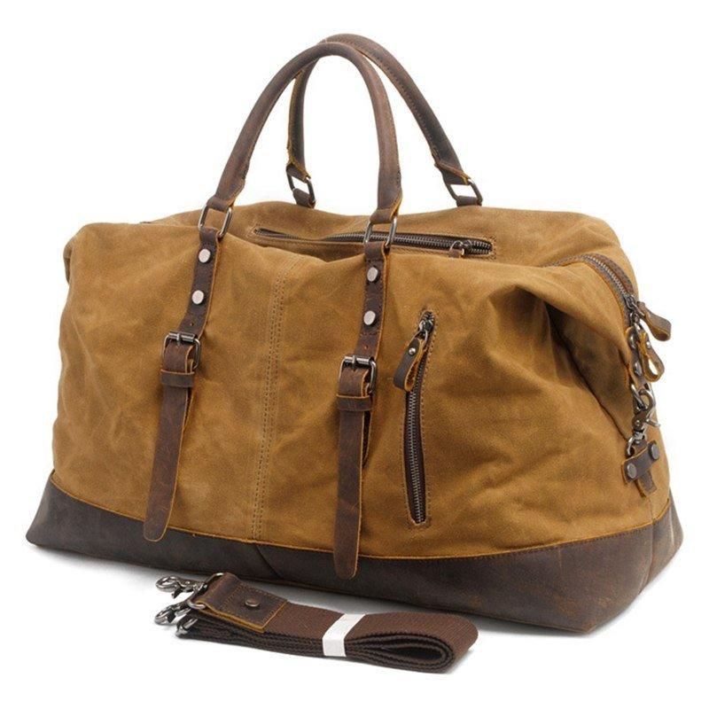 Velká Pánská Cestovní Taška Z Voskovaného Plátna Weekender Duffle Bag