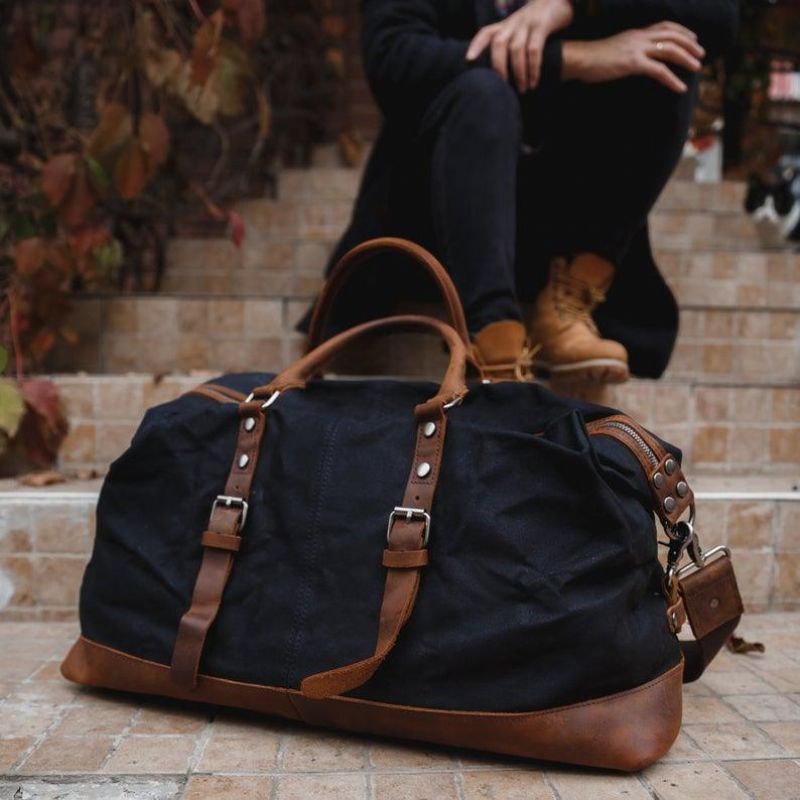 Velká Pánská Cestovní Taška Z Voskovaného Plátna Weekender Duffle Bag