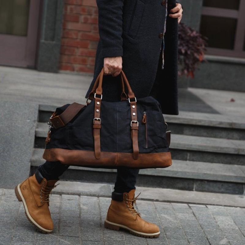 Velká Pánská Cestovní Taška Z Voskovaného Plátna Weekender Duffle Bag