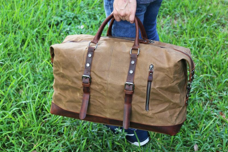 Velká Pánská Cestovní Taška Z Voskovaného Plátna Weekender Duffle Bag