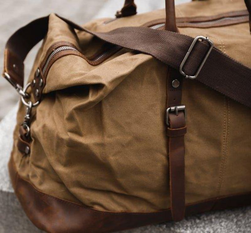 Velká Pánská Cestovní Taška Z Voskovaného Plátna Weekender Duffle Bag