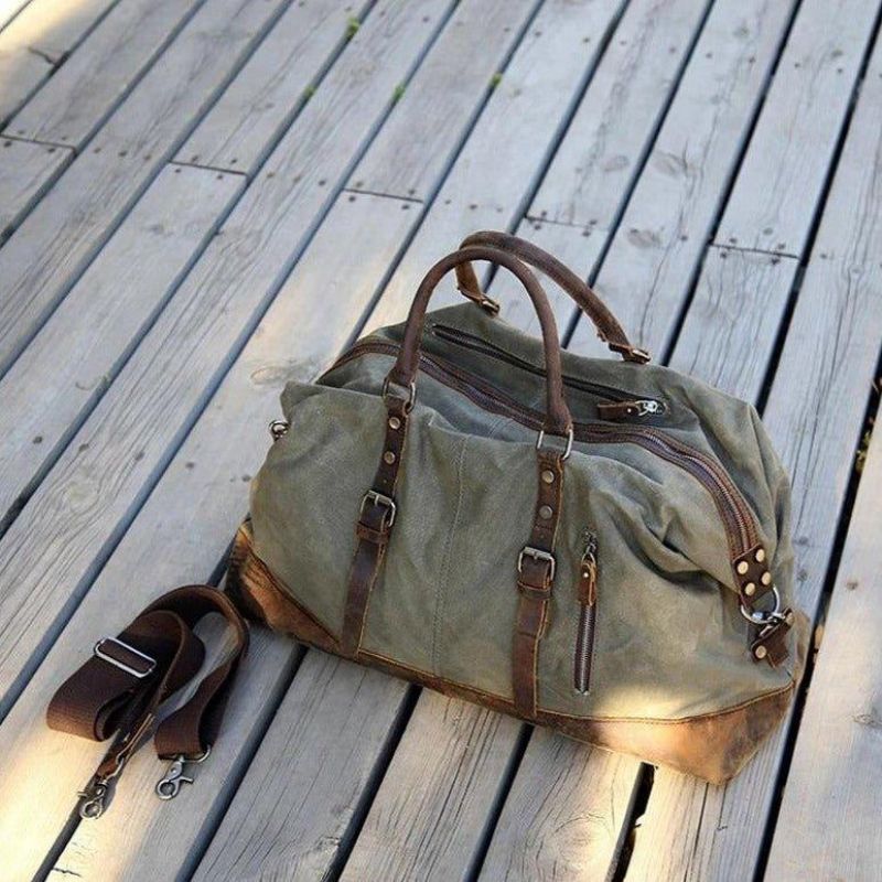 Velká Pánská Cestovní Taška Z Voskovaného Plátna Weekender Duffle Bag