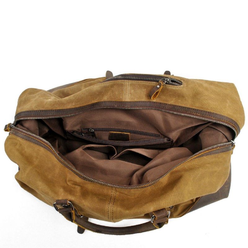 Velká Pánská Cestovní Taška Z Voskovaného Plátna Weekender Duffle Bag