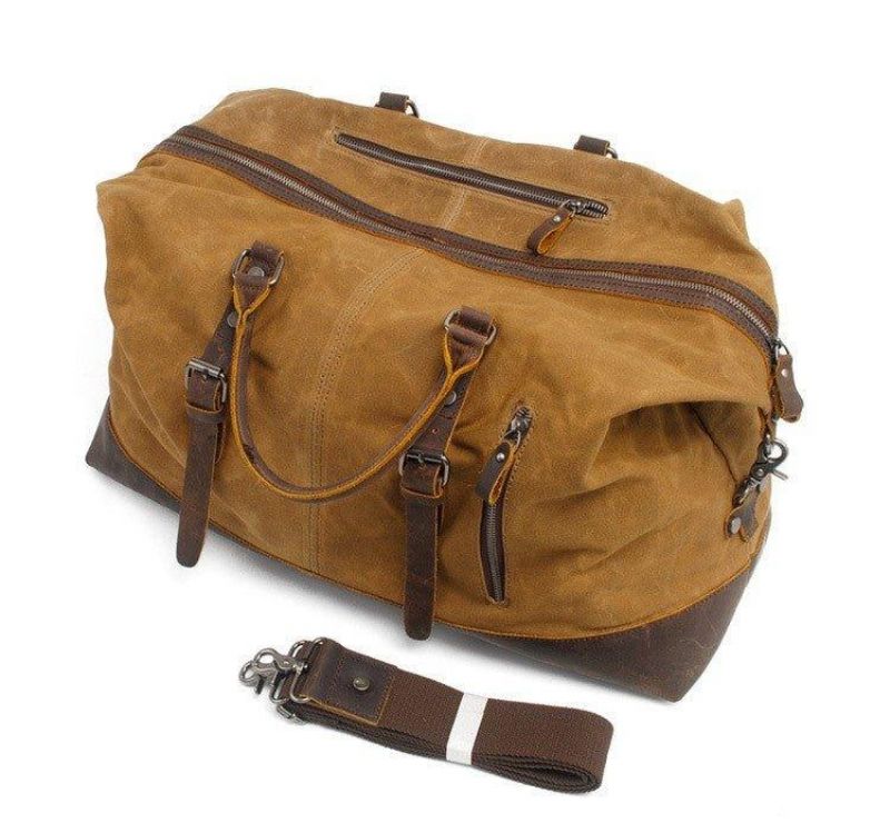 Velká Pánská Cestovní Taška Z Voskovaného Plátna Weekender Duffle Bag