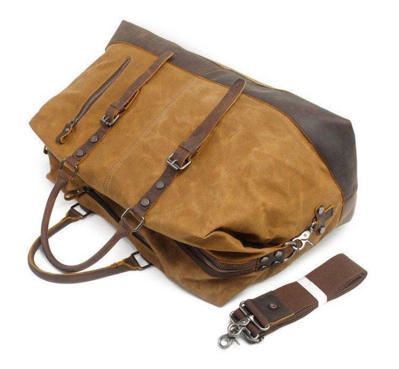 Velká Pánská Cestovní Taška Z Voskovaného Plátna Weekender Duffle Bag