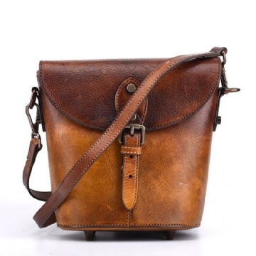 Vintage Kožená Kabelka Mini Bucket Crossbody Pro Ženy