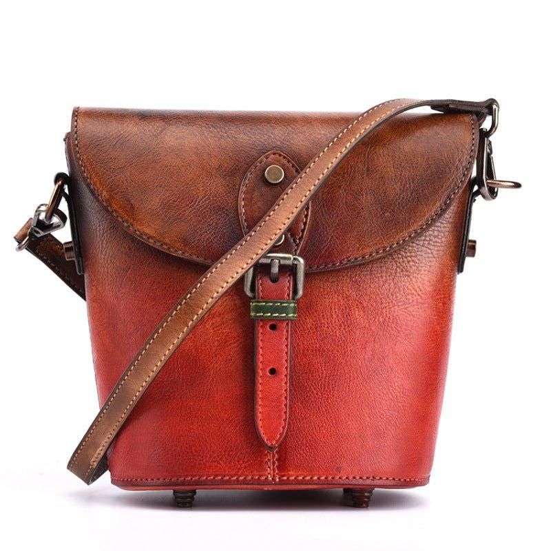 Vintage Kožená Kabelka Mini Bucket Crossbody Pro Ženy